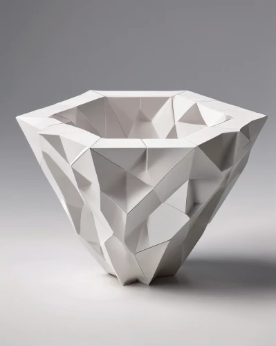 faceted diamond,cube surface,white bowl,glasswares,clear bowl,glass pyramid,serving bowl,jewelry basket,3d object,geometric solids,mandarin wedge,cuborubik,a bowl,glass vase,folded paper,cubic,crown render,ceramic,flower bowl,tureen,Unique,3D,Low Poly
