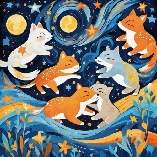 koi fish,koi pond,koi carp,koi,stars and moon,violinist violinist of the moon,jupiter moon,lunar landscape,moons,the moon and the stars,koi carps,fox and hare,moon and star,falling stars,moon night,lunar,foxes,galilean moons,starry night,moonlit night,Conceptual Art,Oil color,Oil Color 24