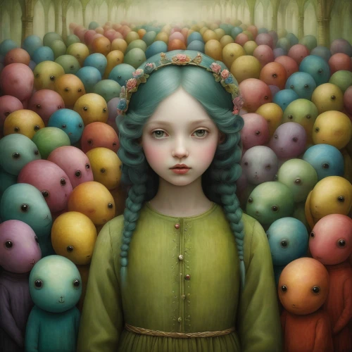 little girl with balloons,audience,crowds,matryoshka,matryoshka doll,doll's festival,dolls,flock of sheep,flock,flock of birds,a flock of sheep,menta,porcelain dolls,dream world,poppy family,counting sheep,russian dolls,crowd,the little girl,pied piper,Illustration,Abstract Fantasy,Abstract Fantasy 06