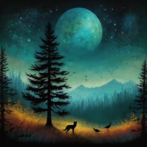 moon and star background,constellation wolf,howling wolf,landscape background,moonlit night,fantasy picture,dog illustration,forest background,werewolves,howl,night sky,wolves,forest animals,moon and star,the night sky,nightsky,moons,the moon and the stars,stars and moon,night scene,Illustration,Abstract Fantasy,Abstract Fantasy 19