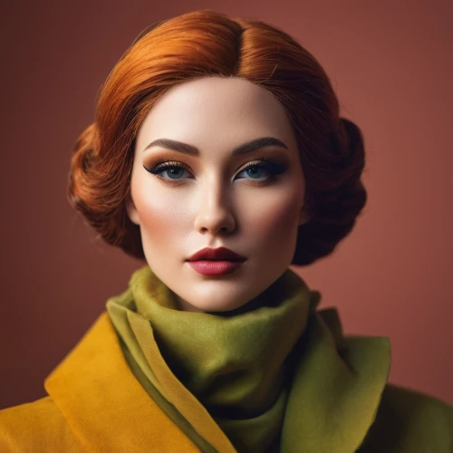 art deco woman,vintage woman,retro woman,woman portrait,fantasy portrait,tilda,vintage makeup,yellow brown,retro women,transistor,digital painting,fashion vector,aurora yellow,vintage female portrait,cosmetic,female model,custom portrait,retouching,bloned portrait,portrait background,Unique,3D,Toy