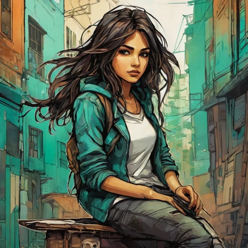 rosa ' amber cover,sci fiction illustration,girl sitting,city ​​portrait,digital illustration,digital painting,world digital painting,girl with speech bubble,artemisia,game illustration,girl studying,the girl at the station,clary,girl on the stairs,girl drawing,girl portrait,portrait background,havana,young woman,coloring outline,Illustration,Realistic Fantasy,Realistic Fantasy 23