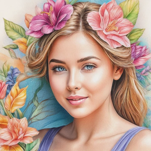 flower painting,girl in flowers,beautiful girl with flowers,flowers png,flower art,colour pencils,color pencils,coloured pencils,floral wreath,color pencil,flower drawing,watercolor pencils,blooming wreath,colored pencils,colored pencil background,rose flower illustration,oil painting on canvas,floral background,girl in a wreath,girl portrait,Conceptual Art,Daily,Daily 17