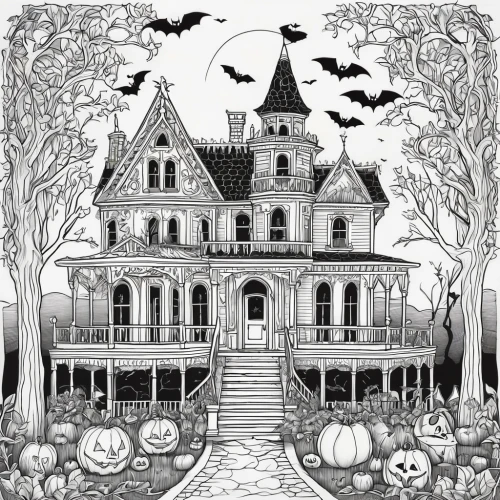 halloween line art,halloween illustration,halloween poster,witch house,witch's house,coloring page,halloween scene,halloween border,halloween paper,the haunted house,coloring pages,halloween background,haunted house,halloween and horror,halloween pumpkin gifts,halloween ghosts,coloring pages kids,halloween,happy halloween,hallowe'en,Illustration,Abstract Fantasy,Abstract Fantasy 12