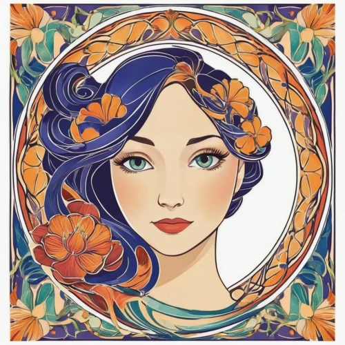 art nouveau design,art nouveau,art nouveau frame,boho art,art deco woman,art nouveau frames,girl in a wreath,orange blossom,wreath vector,mandala flower illustration,rose flower illustration,orange floral paper,jasmine,watercolor women accessory,virgo,flora,floral silhouette frame,jasmine blossom,horoscope libra,adobe illustrator,Illustration,Retro,Retro 08