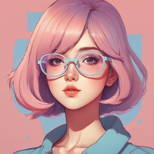 pink glasses,pink round frames,girl portrait,glasses,soft pastel,spectacles,pastel colors,study,with glasses,eye glasses,vector girl,eyeglasses,color glasses,eyewear,reading glasses,pastels,portrait background,digital painting,cotton candy,pink vector,Illustration,Vector,Vector 05