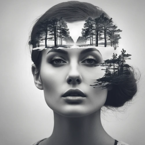 double exposure,photo manipulation,multiple exposure,conceptual photography,image manipulation,woman thinking,photomanipulation,mystical portrait of a girl,head woman,photomontage,girl with tree,photoshop manipulation,woman face,virtual identity,woman silhouette,self hypnosis,dryad,woman's face,surrealism,dualism,Photography,Documentary Photography,Documentary Photography 10