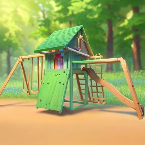 children's playhouse,dog house frame,playset,wood doghouse,swing set,treehouse,tree house,little house,play yard,wooden swing,playhouse,wooden mockup,wooden hut,gazebo,miniature house,garden swing,chicken coop,wooden construction,children's playground,outdoor play equipment,Common,Common,Cartoon
