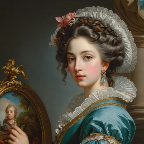 portrait of a girl,portrait of a woman,woman holding pie,rococo,vintage female portrait,bougereau,young woman,woman holding a smartphone,child portrait,young lady,cepora judith,woman portrait,romantic portrait,girl in a wreath,young girl,queen anne,girl portrait,portrait of christi,mystical portrait of a girl,artemisia,Art,Classical Oil Painting,Classical Oil Painting 36