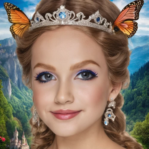 vanessa (butterfly),faerie,fairy queen,faery,julia butterfly,fairy tale character,fantasy portrait,princess sofia,princess anna,fairy,little girl fairy,celtic woman,fantasy picture,fairy peacock,aurora butterfly,princess' earring,child fairy,children's fairy tale,natural cosmetic,fae,Illustration,Realistic Fantasy,Realistic Fantasy 02