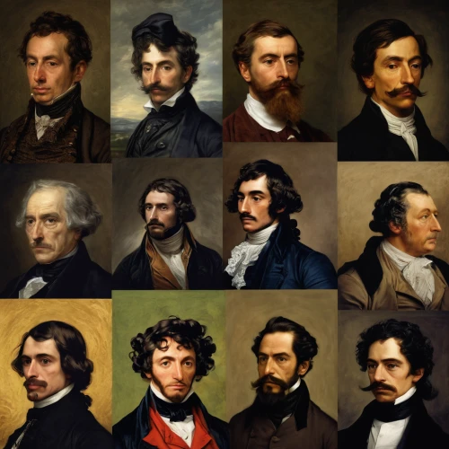 seven citizens of the country,portraits,man portraits,chess icons,french digital background,personages,napoleon iii style,group of people,gentleman icons,fathers and sons,brazilian monarchy,members,paintings,the men,fraternity,hairstyles,physiognomy,faces,portrait background,franz winterhalter,Art,Classical Oil Painting,Classical Oil Painting 08