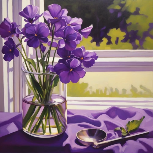 still life of spring,flower painting,violet flowers,grape-hyacinth,lilac flowers,tommie crocus,purple flowers,lilacs,violet colour,hyacinths,violets,soprano lilac spoon,carol colman,lavender flowers,purple lilac,purple,blue violet,lilac flower,lilac bouquet,common lilac,Conceptual Art,Daily,Daily 12