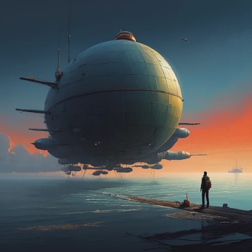 airship,airships,futuristic landscape,sentinel,sci fiction illustration,spheres,sky space concept,scifi,gas planet,air ship,the horizon,globe,atlas,freighter,sci - fi,sci-fi,adrift,sphere,blimp,heliosphere,Conceptual Art,Sci-Fi,Sci-Fi 07