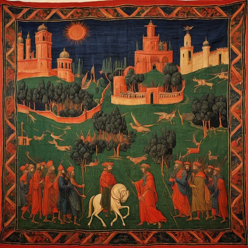 the middle ages,medieval,middle ages,procession,genesis land in jerusalem,hunting scene,tapestry,san galgano,volterra,constantinople,khokhloma painting,the pied piper of hamelin,augsburg,jerusalem,wall panel,medina,saint mark,lombardy,stage curtain,ferrara,Art,Classical Oil Painting,Classical Oil Painting 30