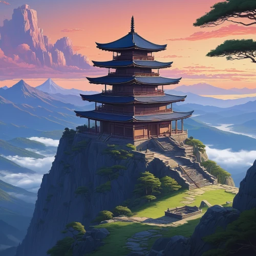 asian architecture,japan landscape,stone pagoda,pagoda,meteora,ancient city,fantasy landscape,oriental,south korea,chinese temple,japanese background,yunnan,chinese architecture,landscape background,world digital painting,tigers nest,mountain landscape,chinese background,high landscape,japanese mountains,Conceptual Art,Daily,Daily 27