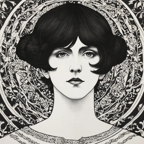 art deco woman,flapper,art nouveau,mucha,1920s,vintage woman,art nouveau design,1920's retro,gothic portrait,art deco,silent film,vintage drawing,feist,vintage female portrait,twenties women,1920's,ambrotype,fantasy portrait,roaring 20's,roaring twenties,Illustration,Black and White,Black and White 24