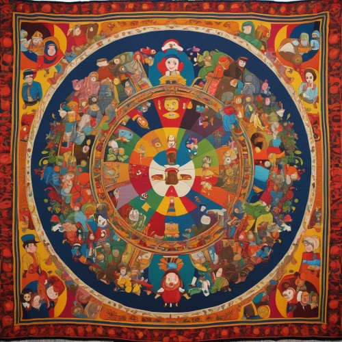 dharma wheel,bodhisattva,tibetan,vajrasattva,mandala,mandala framework,shakyamuni,mantra om,tibetan bowl,khokhloma painting,buddhist hell,tapestry,rangoli,theravada buddhism,dharma,buddhists,mandalas,pachamama,yantra,dartboard,Illustration,Retro,Retro 16