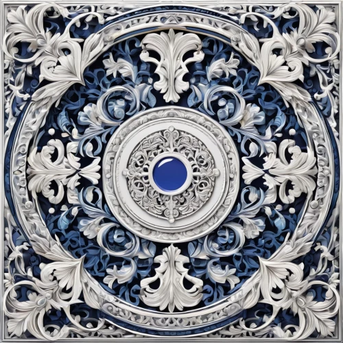 circular ornament,blue and white porcelain,decorative plate,motifs of blue stars,blue sea shell pattern,ceramic hob,decorative fan,decorative frame,frame ornaments,mazarine blue,ceramic tile,art nouveau frame,islamic pattern,ornament,decorative element,spanish tile,floral ornament,blue leaf frame,blue white,art nouveau design,Illustration,Black and White,Black and White 03