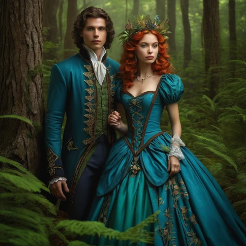 beautiful couple,fairytale,prince and princess,fairytale characters,a fairy tale,fairy tale,flightless bird,fantasy picture,young couple,husband and wife,romantic portrait,gothic portrait,mahogany family,fairy tales,fairytales,fairy tale character,enchanted,enchanted forest,man and wife,wife and husband,Illustration,Realistic Fantasy,Realistic Fantasy 22