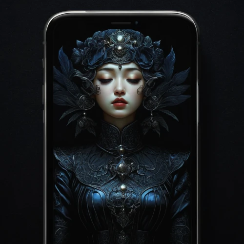 gothic portrait,queen of the night,phone icon,tarot,iphone 4,iphone,priestess,phone,apple iphone 6s,woman holding a smartphone,black paper,iphone6,iphone 6,fantasy portrait,iphone 5,blue enchantress,victorian lady,sorceress,black rose,phone case,Illustration,Realistic Fantasy,Realistic Fantasy 08