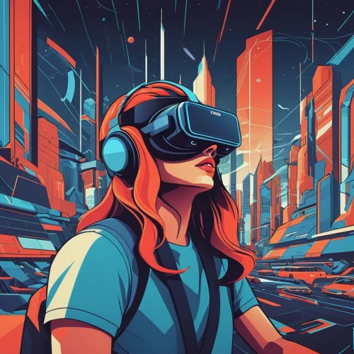 vr,vr headset,cyberpunk,oculus,virtual world,game illustration,vector illustration,virtual reality,virtual,sci fiction illustration,virtual reality headset,virtual landscape,cyber glasses,3d man,digital nomads,headset,pedestrian,futuristic,virtual identity,dystopia,Illustration,Vector,Vector 06