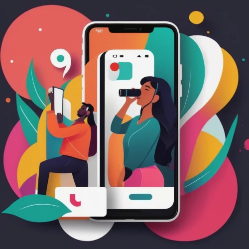 dribbble,tiktok icon,talk mobile,flat design,vector illustration,the app on phone,connect competition,phone icon,camera illustration,dribbble icon,connectcompetition,vector graphic,digital identity,vector images,viewphone,mobile web,woman holding a smartphone,landing page,vector people,colorful foil background,Illustration,Vector,Vector 08