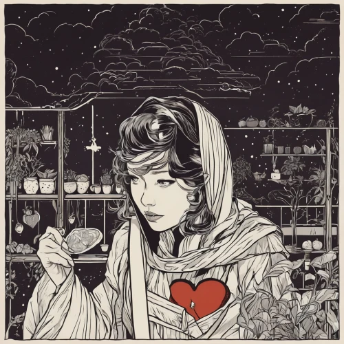 rem in arabian nights,broken-heart,heart icon,mucha,diamond-heart,apothecary,secret garden of venus,queen of hearts,constellations,melancholy,eglantine,lover's grief,heartache,cover,crying heart,floral heart,shirakami-sanchi,depressed woman,kahila garland-lily,clementine,Illustration,Vector,Vector 03