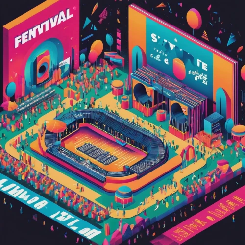 festival,music festival,concert stage,neon carnival brasil,smf,parookaville,soundcloud logo,spotify icon,football field,boifest,the stage,electronic music,vector infographic,pitchfork,formula one,ushuaia,carnival,the festival of colors,digital piano,vector graphic,Unique,3D,Isometric