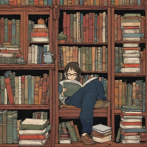 bookworm,bookcase,books,book wall,books pile,bookshelf,pile of books,book stack,bookshelves,read a book,novels,reading,librarian,the books,relaxing reading,bookshop,bookstore,open book,library,book store,Illustration,Japanese style,Japanese Style 10