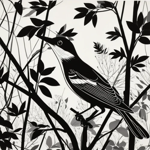 black and white warbler,bird illustration,magnolia warbler,brewer's blackbird,flower and bird illustration,bohemian waxwing,golden crowned kinglet,song bird,townsend's warbler,sparrows,songbirds,passerine bird,blackbird,grey shrike-thrush,passerine,scarlet honeyeater,northern mockingbird,chickadee,blackburnian warbler,garden birds,Illustration,Vector,Vector 13