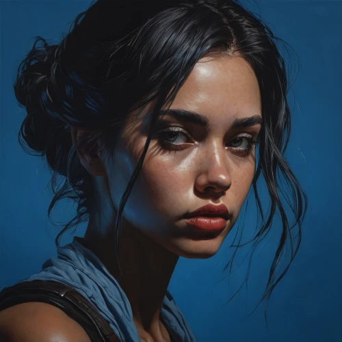 blue painting,girl portrait,oil painting,oil painting on canvas,portrait of a girl,digital painting,moody portrait,woman portrait,face portrait,painting technique,young woman,oil paint,mystical portrait of a girl,oil on canvas,painting work,painting,fantasy portrait,art painting,blue background,alex andersee,Conceptual Art,Daily,Daily 01