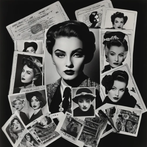 vintage makeup,vintage women,pin ups,jane russell-female,1940 women,vintage girls,gena rolands-hollywood,retro women,photomontage,cd cover,beauty icons,vintage labels,icon set,filmstrip,vintage woman,hepburn,vintage 1950s,vintage fashion,1950s,fifties records,Photography,Black and white photography,Black and White Photography 11