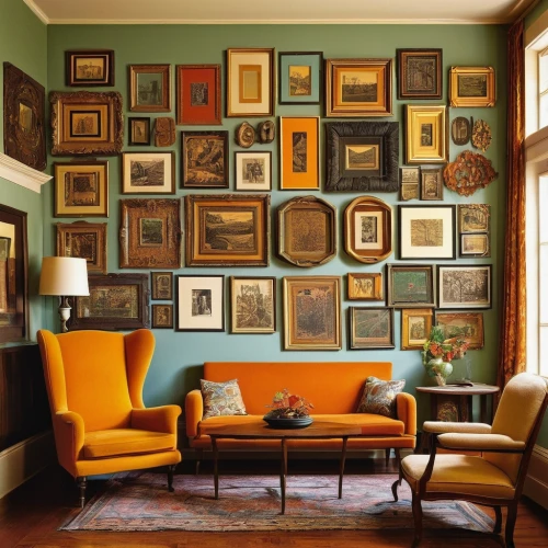 interior decor,sitting room,art nouveau frames,art deco frame,wall decoration,wall decor,copper frame,bronze wall,gold stucco frame,paintings,contemporary decor,decorative art,interior decoration,modern decor,wall art,interior design,decor,the living room of a photographer,danish room,book wall,Illustration,Black and White,Black and White 21