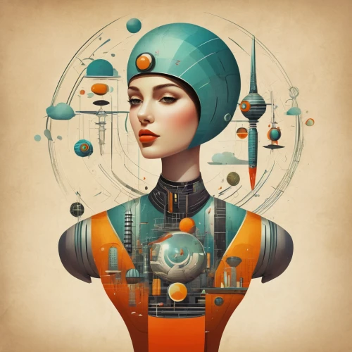 transistor,sci fiction illustration,cybernetics,horoscope libra,aquanaut,art deco woman,transistor checking,transistors,circuitry,diving bell,wearables,woman thinking,equilibrist,clockmaker,receptor,women in technology,science fiction,telephone operator,watchmaker,zodiac sign libra,Art,Artistic Painting,Artistic Painting 29