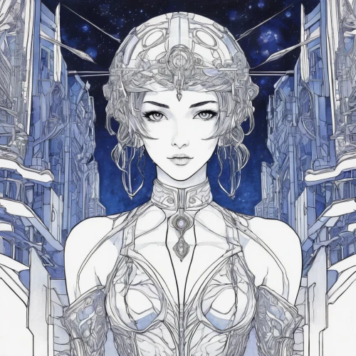 ice queen,priestess,ice crystal,crystalline,the snow queen,sidonia,sapphire,winterblueher,oracle,crystal,white rose snow queen,goddess of justice,minerva,water-the sword lily,eternal snow,biomechanical,gara,silver,gaia,ruler,Illustration,Black and White,Black and White 28