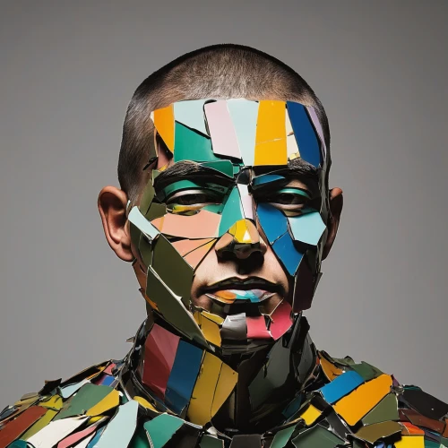 multicolor faces,bodypainting,body art,body painting,face paint,harlequin,bodypaint,polychrome,facets,popart,artist color,pop art style,cool pop art,pop art effect,human head,artist's mannequin,pop-art,pop - art,tribal,cyborg,Unique,3D,Modern Sculpture