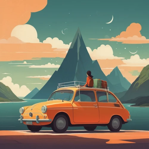 2cv,traveler,digital nomads,camping car,citroen 2cv,retro vehicle,camper van isolated,retro car,travelers,small car,subaru 360,travel poster,retro automobile,voyage,campsite,low poly,station wagon-station wagon,retro background,parked car,traveling,Illustration,Vector,Vector 05