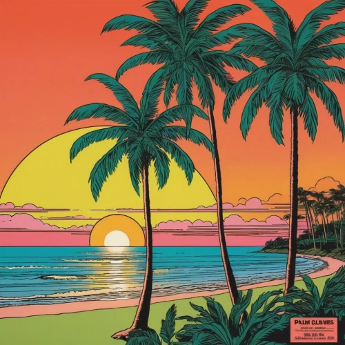 tropics,sub-tropical,sunset beach,sun of jamaica,honolulu,tropical house,tropic,palmtrees,tropical beach,sunrise beach,jamaica,aloha,coast sunset,luau,tropical island,tropical sea,hawaii,dream beach,tropical,palm trees,Illustration,American Style,American Style 15