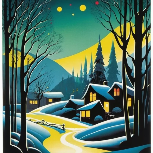 christmas landscape,winter landscape,snow scene,night scene,travel poster,snow landscape,winter village,christmas scene,vintage christmas card,snowy landscape,cool woodblock images,christmas vintage,winter forest,night snow,the holiday of lights,gold foil christmas,winter background,vintage christmas,midnight snow,the northern lights,Illustration,Vector,Vector 09