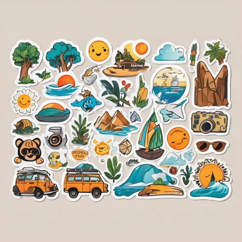 summer icons,fruits icons,animal stickers,icon set,clipart sticker,fruit icons,leaf icons,ice cream icons,summer clip art,set of icons,houses clipart,animal icons,stickers,tropical animals,travel trailer poster,airbnb icon,campsite,camping car,palmtrees,campground,Unique,Design,Sticker