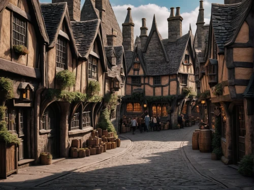 medieval street,medieval town,knight village,medieval architecture,the cobbled streets,hogwarts,medieval market,medieval,townhouses,beautiful buildings,old town,fantasy city,half-timbered houses,3d fantasy,wooden houses,fantasy world,old city,shaftesbury,stalls,castle iron market,Photography,General,Natural