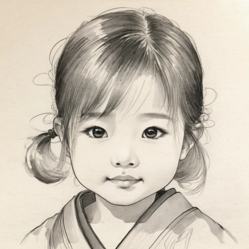 child portrait,girl drawing,girl portrait,pencil drawing,pencil drawings,graphite,young girl,japanese woman,charcoal pencil,japanese doll,pencil art,japanese art,charcoal drawing,little girl,hanbok,the japanese doll,pencil and paper,oriental girl,songpyeon,child girl,Illustration,Paper based,Paper Based 30