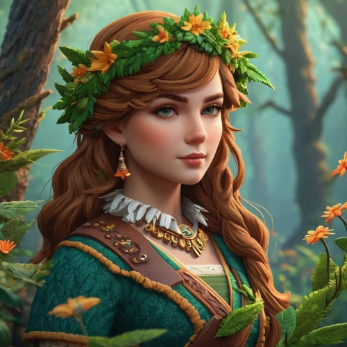 princess anna,merida,celtic queen,fantasy portrait,vanessa (butterfly),elven flower,beautiful girl with flowers,flora,pocahontas,fantasy art,fairy queen,tiana,spring crown,elsa,fantasy picture,girl in flowers,faerie,moana,faery,elven