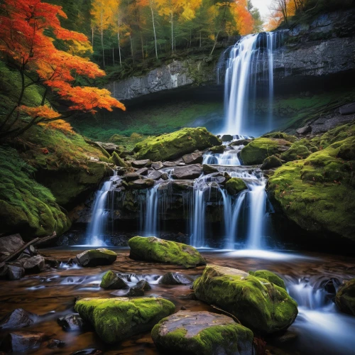 ilse falls,bridal veil fall,brown waterfall,fall landscape,cascading,waterfalls,water fall,ash falls,autumn scenery,water falls,falls,falls of the cliff,waterfall,green waterfall,wasserfall,flowing water,colors of autumn,autumn landscape,autumn in japan,bond falls,Illustration,Paper based,Paper Based 03