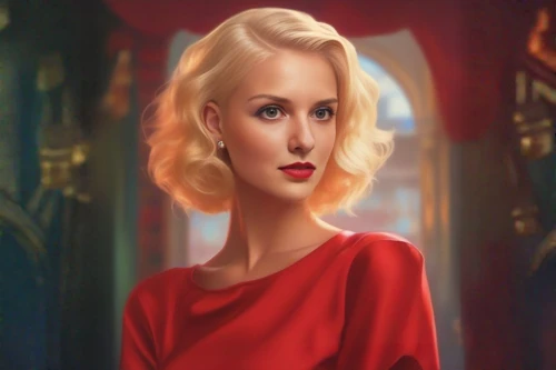 lady in red,blonde woman,red russian,art deco woman,pixie-bob,femme fatale,man in red dress,retro woman,dita,vintage woman,red,a charming woman,red gown,elsa,maraschino,poppy red,blonde girl,valentine day's pin up,red coat,hollywood actress