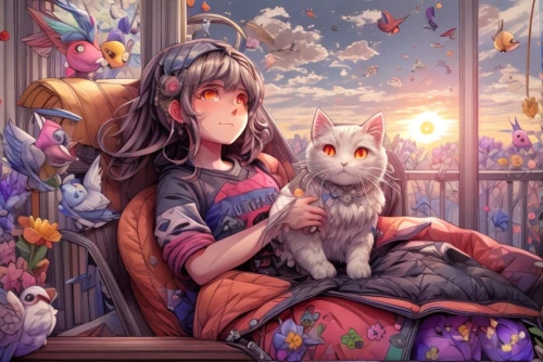 cat's cafe,kitsune,cat mom,pet,ritriver and the cat,holding flowers,merlin,cat lovers,romantic portrait,fuki,domestic long-haired cat,luna,cat,flower cat,hinata,cat frame,fantasy portrait,two cats,fantasy picture,idyll