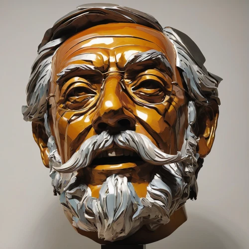 bust of karl,sculptor ed elliott,png sculpture,bronze sculpture,wood carving,casement,bartholdi,wooden mask,bust,scrap sculpture,sculpture,skull sculpture,allies sculpture,gaudí,archimedes,confucius,sculptor,wood art,death mask,leonardo devinci,Unique,3D,Modern Sculpture