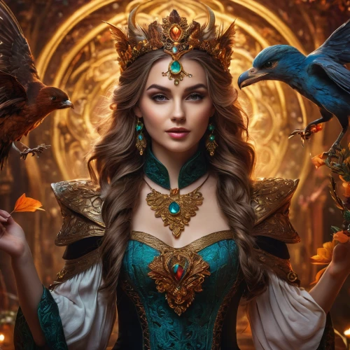 fantasy portrait,fantasy art,sorceress,fantasy picture,fantasy woman,the enchantress,priestess,celtic queen,3d fantasy,artemisia,heroic fantasy,cleopatra,goddess of justice,elven,merida,garuda,fairy tale character,jaya,mystical portrait of a girl,caerula