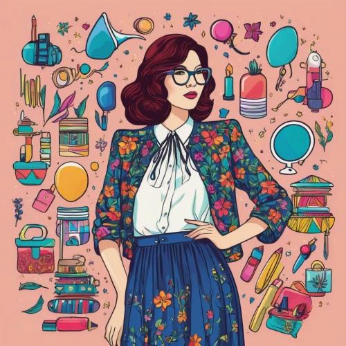 librarian,sewing pattern girls,retro girl,retro woman,colorful doodle,illustrator,retro paper doll,retro women,fashionable girl,spectacles,digital illustration,fashion vector,vintage girl,artist portrait,reading glasses,coffee tea illustration,with glasses,apothecary,chemist,hipster,Photography,Fashion Photography,Fashion Photography 21