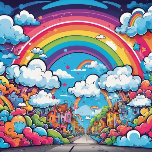 rainbow background,rainbow pencil background,rainbow clouds,rainbow world map,colorful background,children's background,rainbow bridge,unicorn background,background colorful,psychedelic art,crayon background,colors rainbow,colorful balloons,rainbow pattern,cartoon video game background,pot of gold background,rainbow,colorful city,rainbow colors,rainbow color palette,Conceptual Art,Graffiti Art,Graffiti Art 07